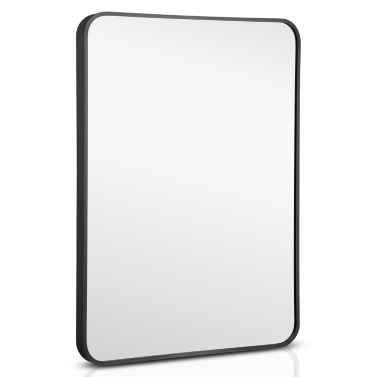 Metal Framed Bathroom Mirror with Rounded Corners-BlackCostway Gallery View 1 of 11