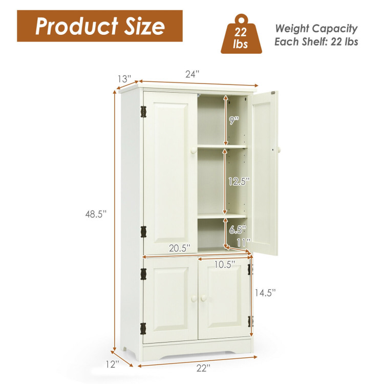 Accent Floor Storage Cabinet with Adjustable Shelves and Antique 2-DoorCostway Gallery View 4 of 21