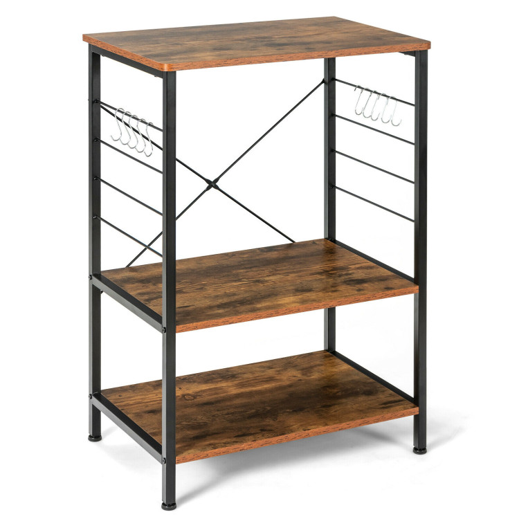 3-Tier Kitchen Baker's Rack Microwave Oven Stand Storage Shelf with10 Hook-CoffeeCostway Gallery View 1 of 12