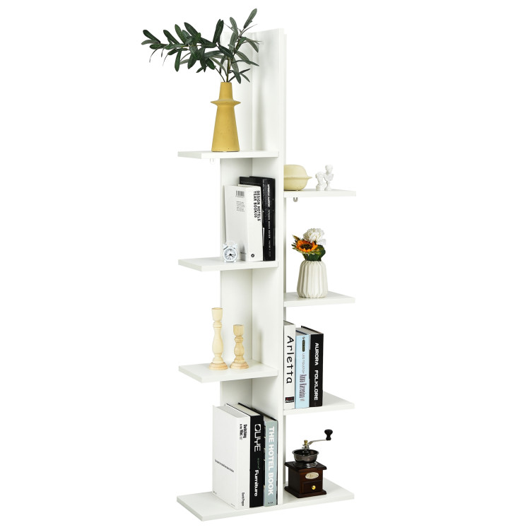 7-Tier Wooden Bookshelf with 8 Open Well-Arranged Shelves-WhiteCostway Gallery View 9 of 12
