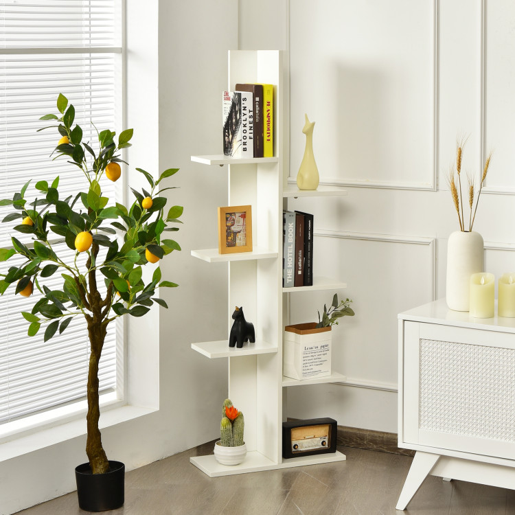 7-Tier Wooden Bookshelf with 8 Open Well-Arranged Shelves-WhiteCostway Gallery View 8 of 12