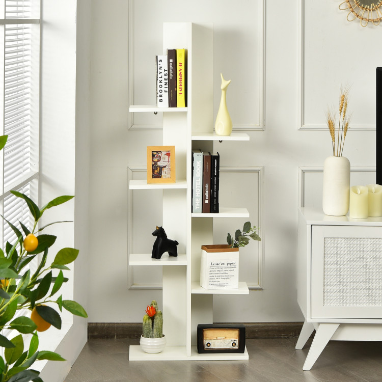 7-Tier Wooden Bookshelf with 8 Open Well-Arranged Shelves-WhiteCostway Gallery View 1 of 12