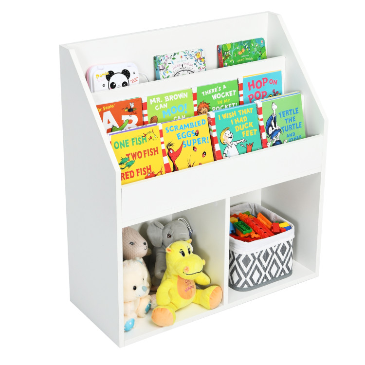 Kids Wooden Bookshelf Bookcase Children Toy Storage Cabinet Organizer WhiteCostway Gallery View 9 of 12