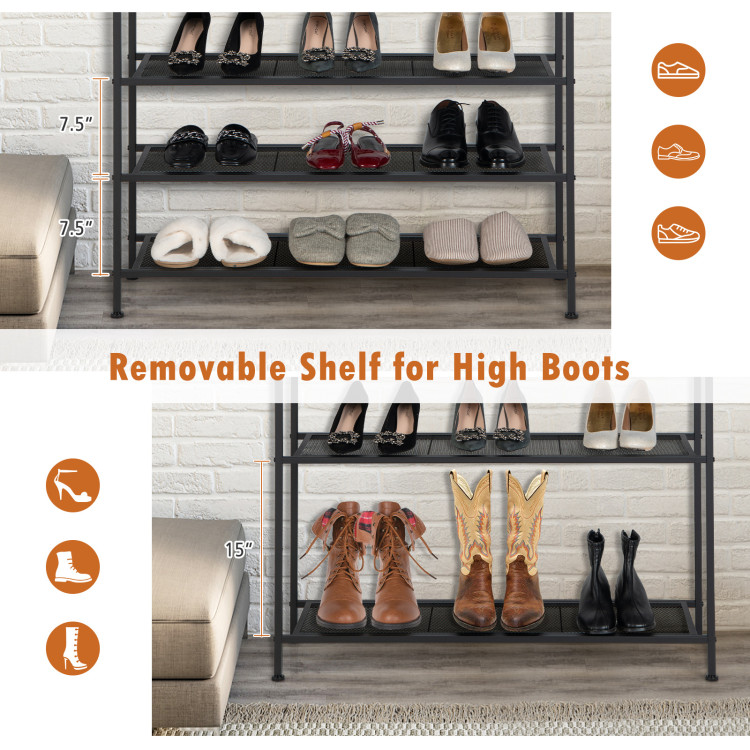 Industrial Adjustable 5-Tier Metal Shoe Rack with 4 Shelves for 16-20 PairsCostway Gallery View 8 of 11