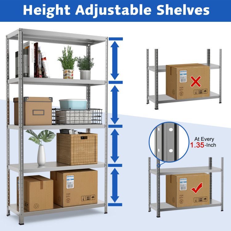 5-Tier Adjustable Storage Shelves with Foot PadsCostway Gallery View 6 of 10