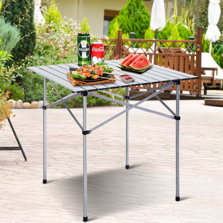 Roll Up Portable folding Camping Aluminum Picnic TableCostway Gallery View 2 of 11