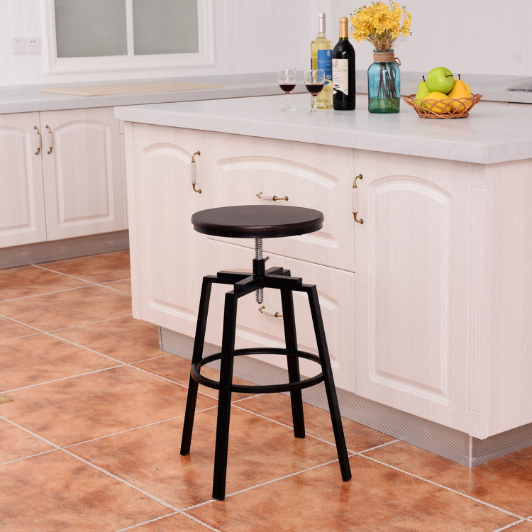 Set of 2 Adjustable Vintage Bar Stool Costway Gallery View 2 of 10