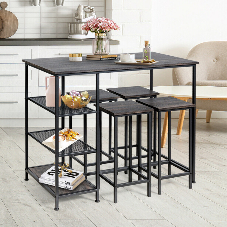 Set of 4 Bar Stools 24 Inch Counter Height Backless with Metal FrameCostway Gallery View 2 of 11