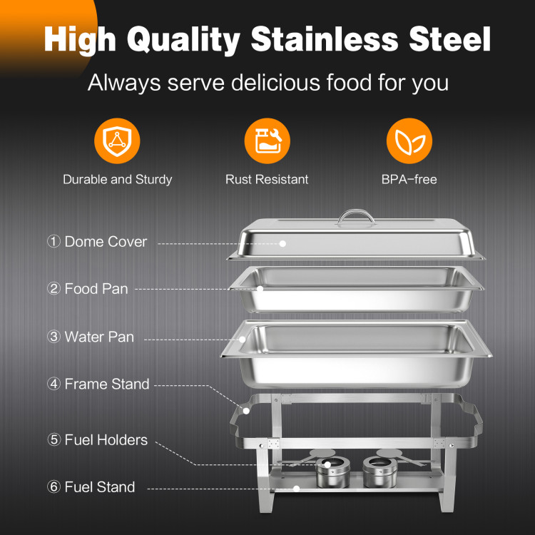 9L/9Q 2 Pack Pans Stainless Steel Catering Food Warmer