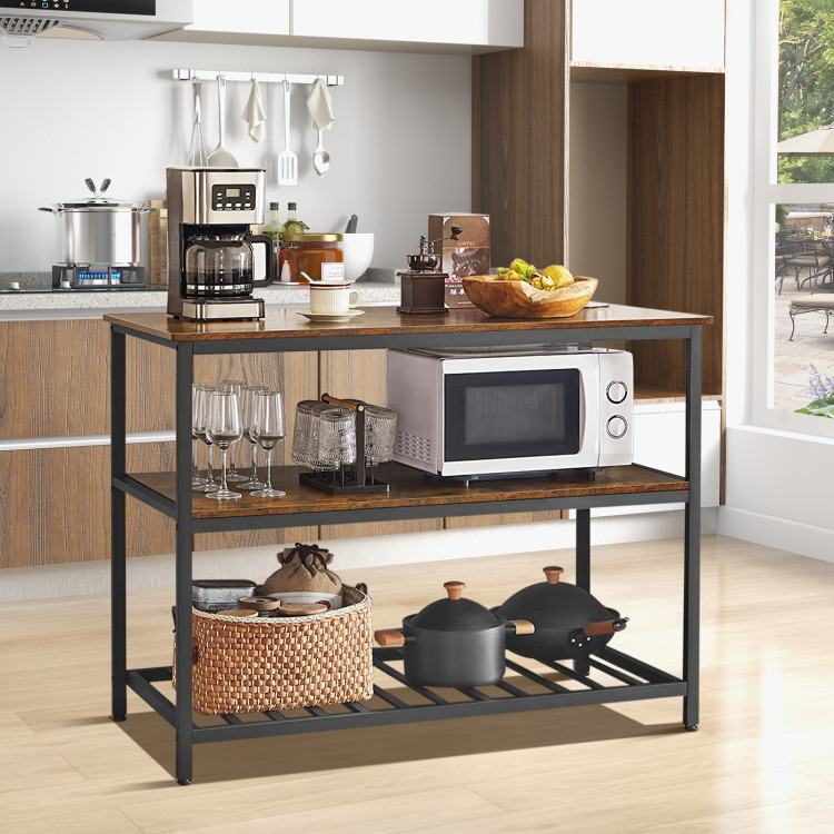 Kitchen Storage Cabinets Kitchen Bakers Racks with Storage Holder on Wheel  Table Microwave Oven Stand Storage Cart with Wire Basket Metal Frame