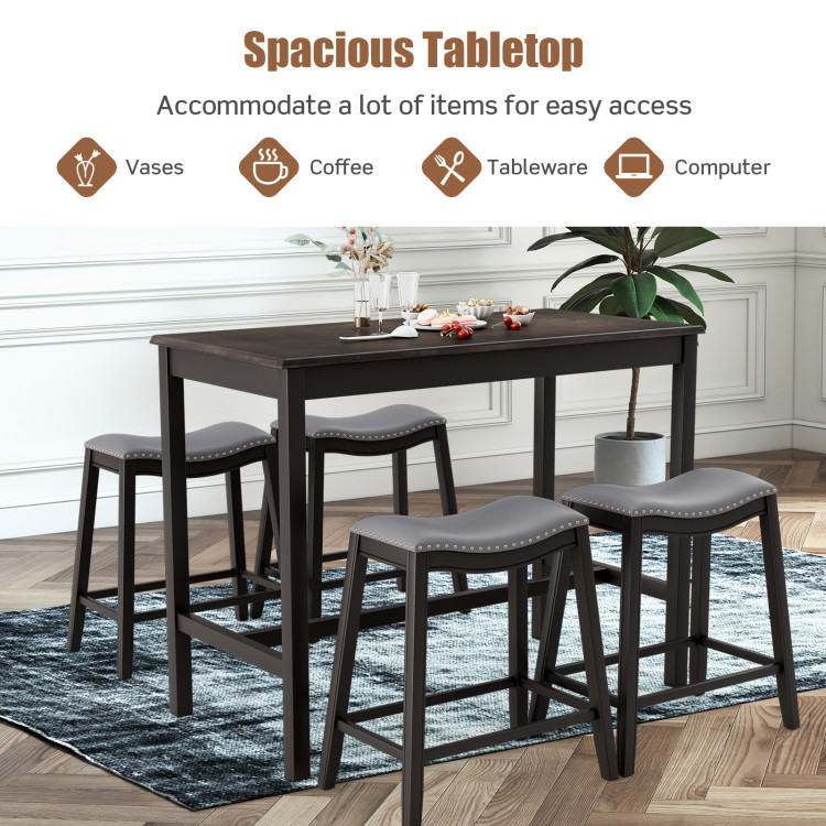 5-Piece Dining Set with 4 Upholstered StoolsCostway Gallery View 3 of 11