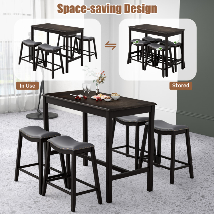 5-Piece Dining Set with 4 Upholstered StoolsCostway Gallery View 9 of 11