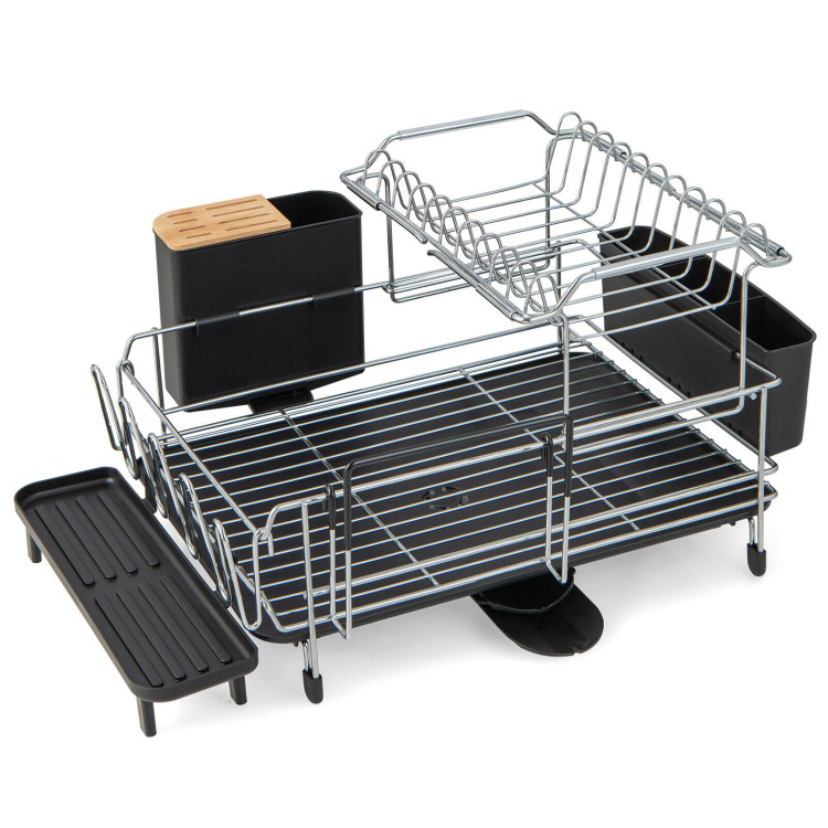 Costway Aluminum Expandable Dish Drying Rack with Drainboard and