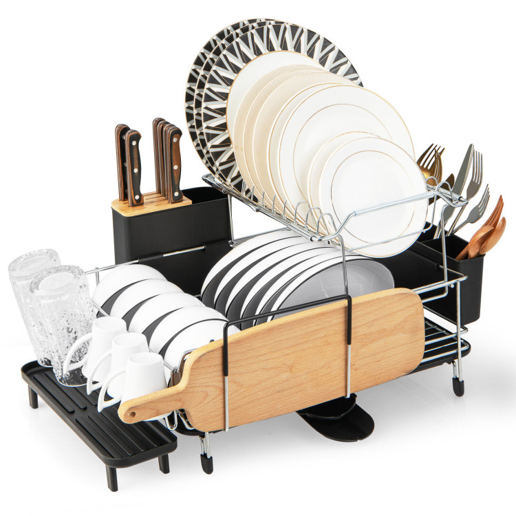 2 Tier Dish Drying Rack, Drainer with Removable Drainboard Tray
