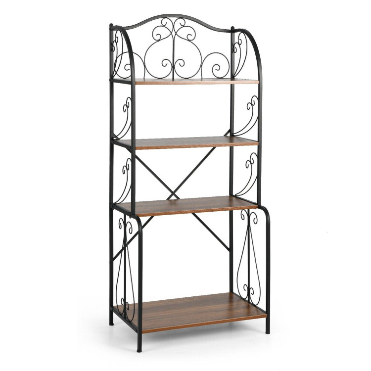 4-Tier Industrial Kitchen Baker's Rack with Open Shelves and X-Bar-Light BrownCostway Gallery View 1 of 10