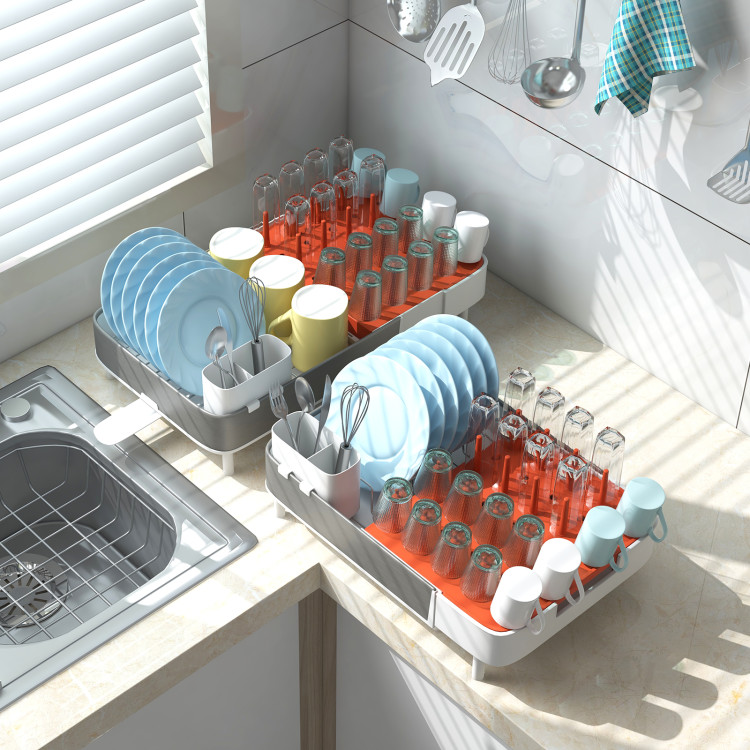 Costway Dish Drying Rack Detachable 2 Tier Dish Rack With