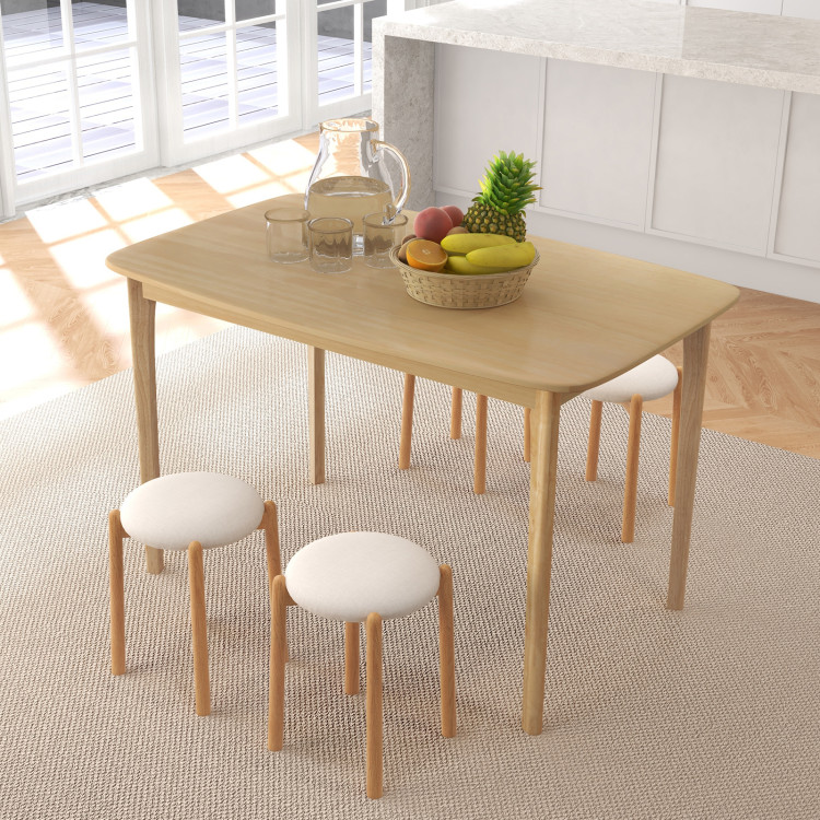 Costway 24 in. Natural Round Side Table Solid Rubber Wood End