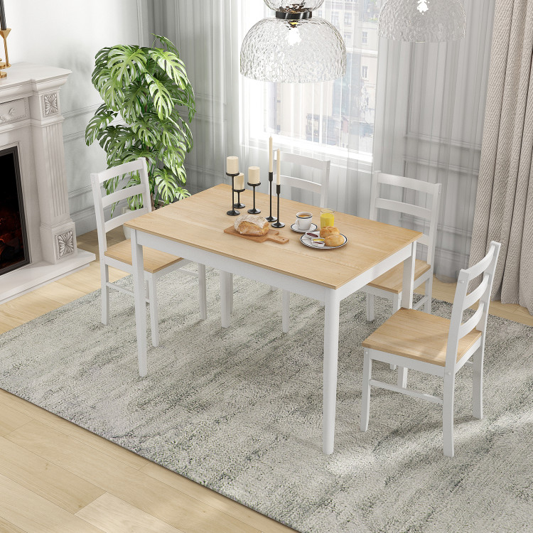 5-Piece Wooden Dining Set with Rectangular Table and 4 Chairs