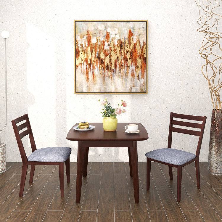Set of 2 Upholstered Armless Kitchen Chair with Solid Rubber Wood Frame - Gallery View 2 of 9