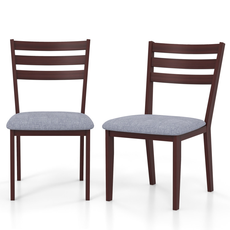 Set of 2 Upholstered Armless Kitchen Chair with Solid Rubber Wood Frame - Gallery View 1 of 9