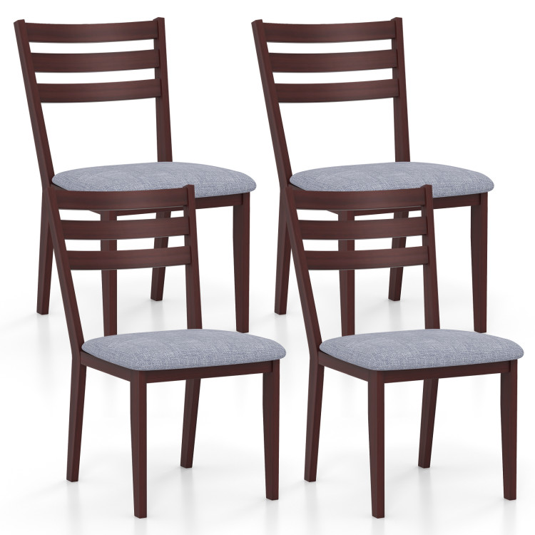 Set of 2 Upholstered Armless Kitchen Chair with Solid Rubber Wood Frame - Gallery View 4 of 9