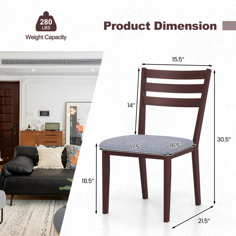 Set of 2 Upholstered Armless Kitchen Chair with Solid Rubber Wood Frame - Gallery View 5 of 9
