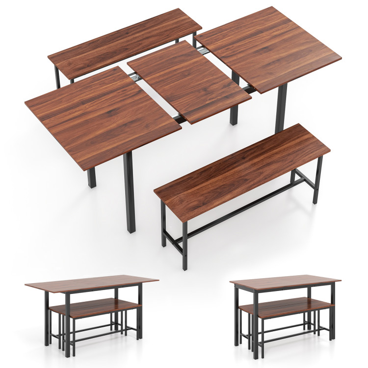 3 Piece Dining Table Set for 4-6 with 2 Benches - Gallery View 1 of 11
