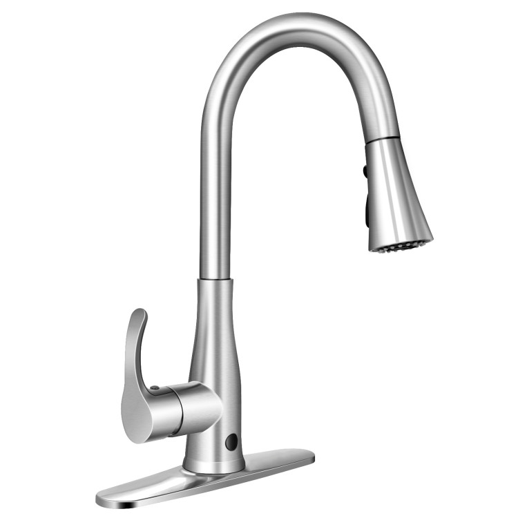 Touchless Kitchen Faucet with 360° Swivel Single Handle Sensor and 3 Mode SprayerCostway Gallery View 1 of 12