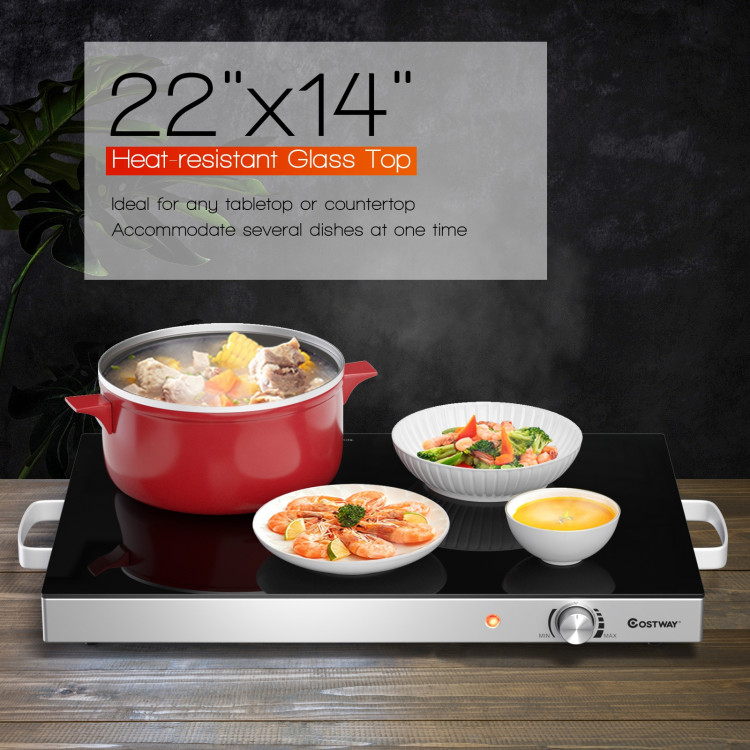 22 x 14 Inch Electric Warming Tray Hot Plate Dish Warmer with Adjustable TemperatureCostway Gallery View 2 of 12