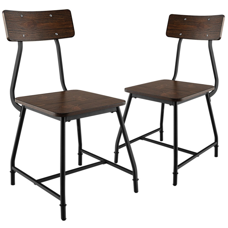 2 Pieces Modern Dining Room Side Chairs with Metal Frame-BrownCostway Gallery View 1 of 9
