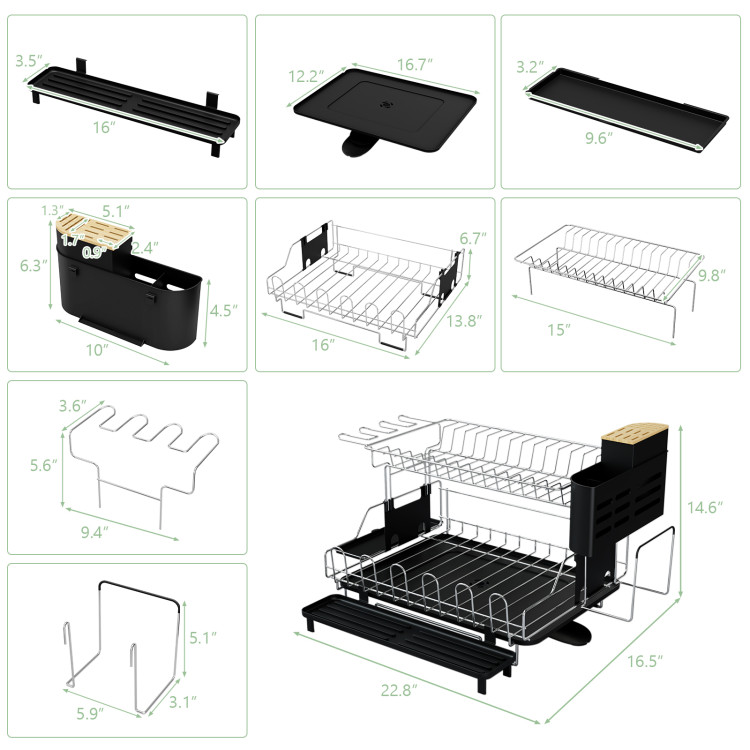 detachable 2 tier dish rack tray