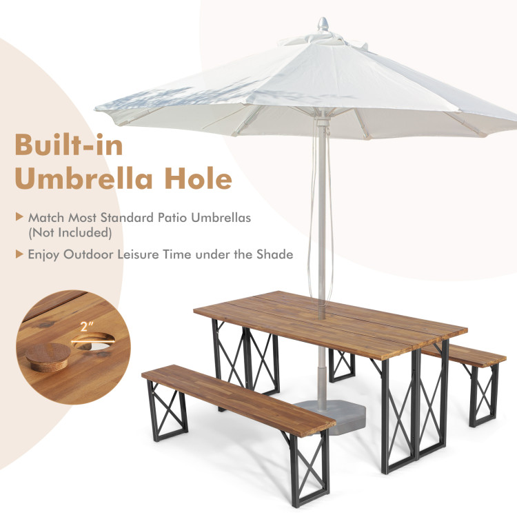 6-Person Outdoor Patio Dining Table Set with 2 Inch Umbrella HoleCostway Gallery View 5 of 10