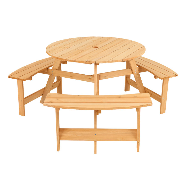 Kids Outdoor Wooden Picnic Table and Bench Set with Umbrella Hole - Gallery View 1 of 11