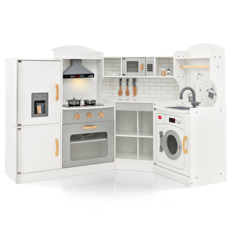 Corner Kids Play Kitchen with Washing Machine and Ice Maker Gift for Boys Girls - Gallery View 1 of 9