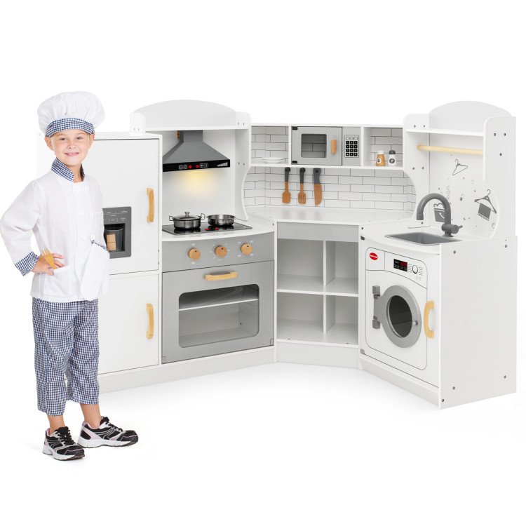 Corner Kids Play Kitchen with Washing Machine and Ice Maker Gift for Boys Girls - Gallery View 4 of 9