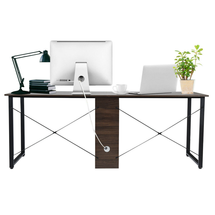2-Person 79 Inch Computer Desk with Spacious Desktop and CabinetCostway Gallery View 7 of 12