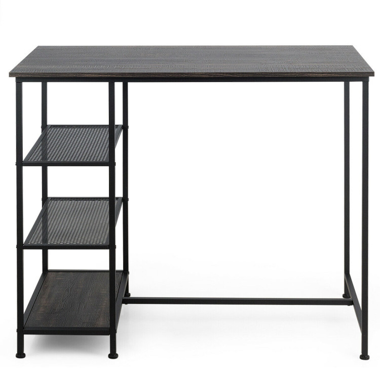 Industrial Dining Bar Pub Table with Metal Frame and Storage ShelvesCostway Gallery View 9 of 11