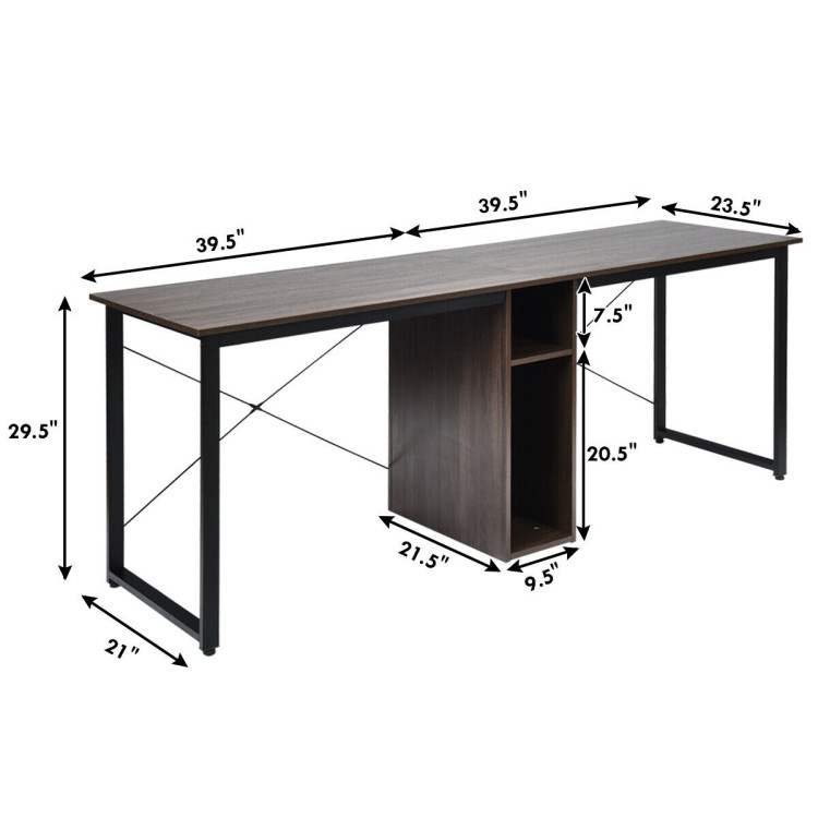 2-Person 79 Inch Computer Desk with Spacious Desktop and CabinetCostway Gallery View 9 of 12