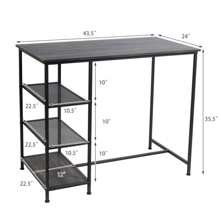 Industrial Dining Bar Pub Table with Metal Frame and Storage ShelvesCostway Gallery View 4 of 11