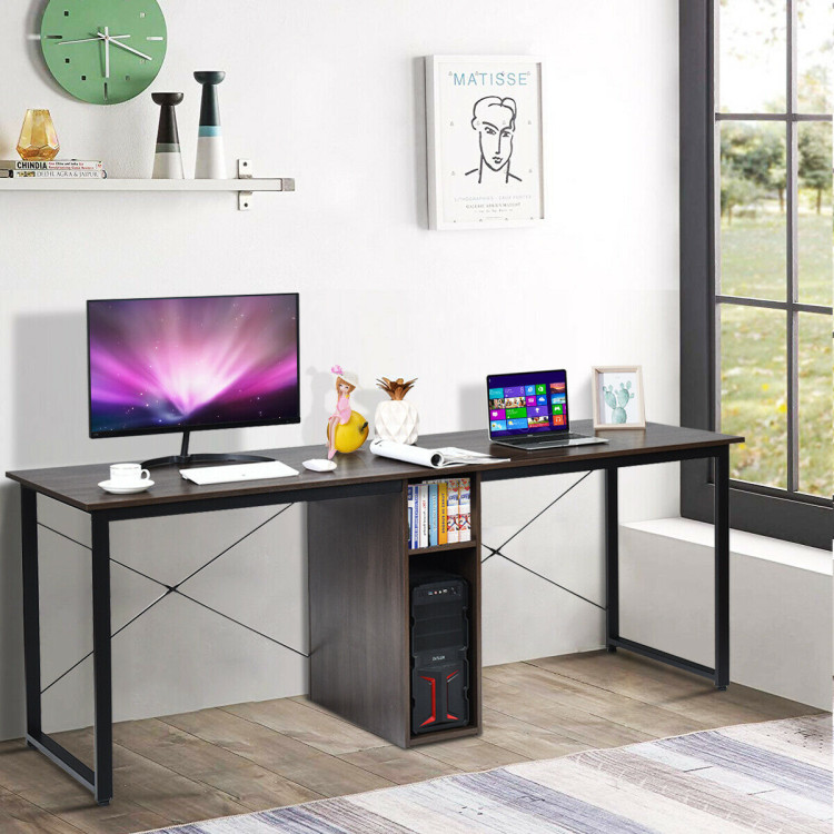 2-Person 79 Inch Computer Desk with Spacious Desktop and CabinetCostway Gallery View 4 of 12