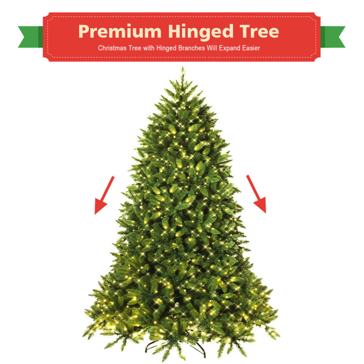 Premium Hinged Artificial Fir Christmas Tree with LED Lights-5 ftCostway Gallery View 7 of 10