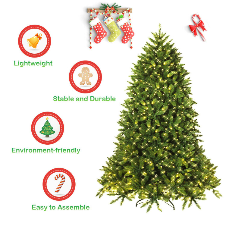 Premium Hinged Artificial Fir Christmas Tree with LED Lights-5 ftCostway Gallery View 8 of 10