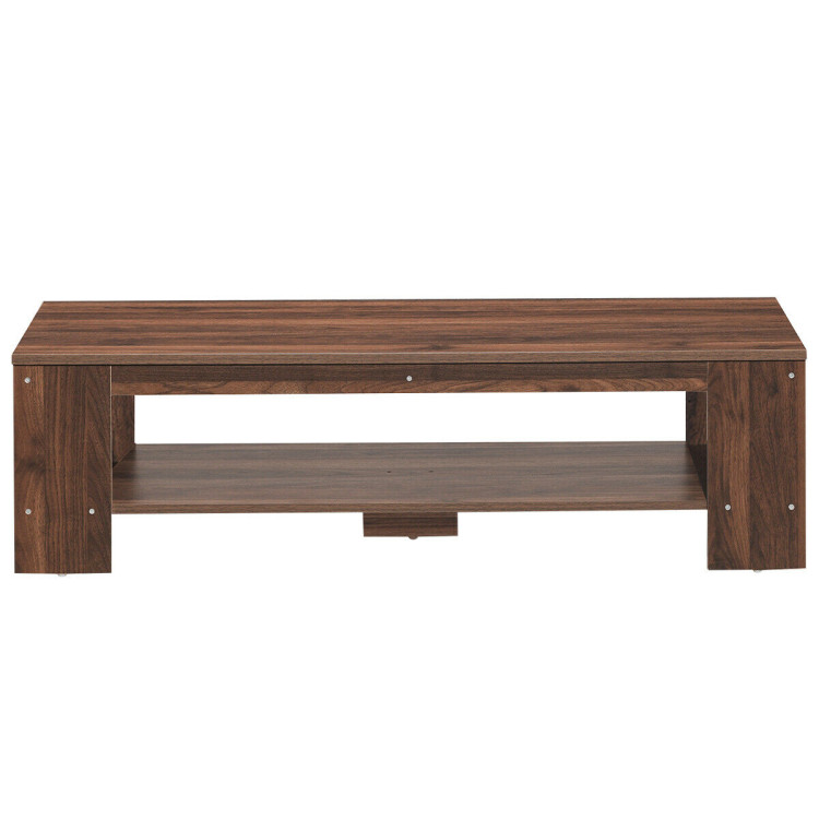 47 Inch 2-Tier Rectangular Coffee Table with Storage ShelfCostway Gallery View 12 of 12
