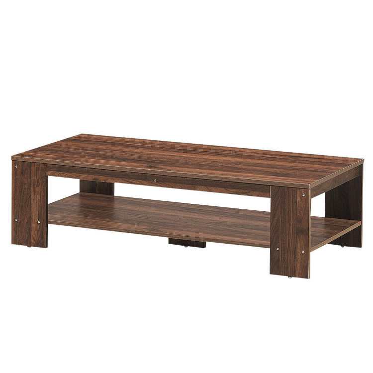 47 Inch 2-Tier Rectangular Coffee Table with Storage ShelfCostway Gallery View 4 of 12