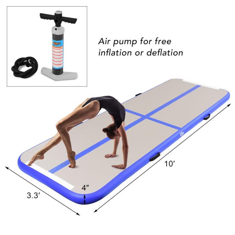 Air Track Inflatable Gymnastics Tumbling Floor Mats with Pump-BlueCostway Gallery View 5 of 11