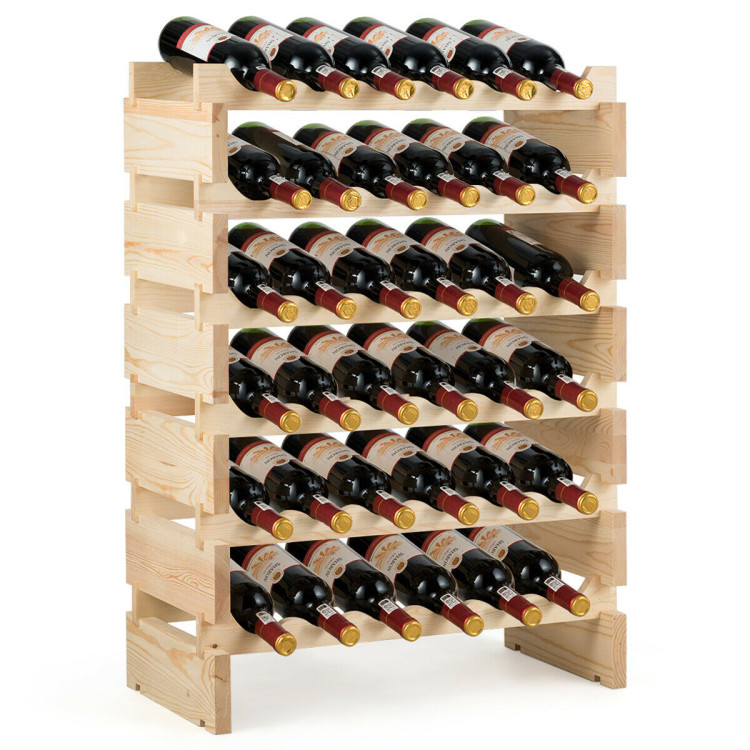 36 Bottles Stackable Wooden Wobble-Free Modular Wine RackCostway Gallery View 8 of 13