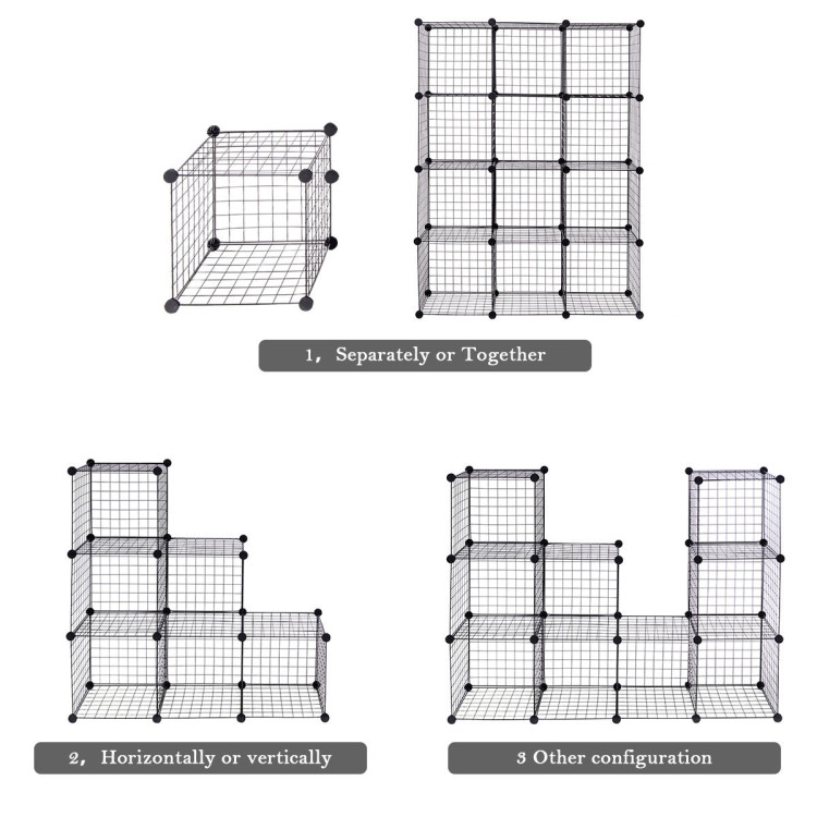 8 Cube Grid Wire Organizer Wardrobe Shelves Bookcase DIY, 1 unit