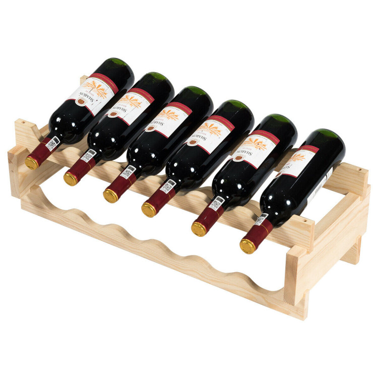 36 Bottles Stackable Wooden Wobble-Free Modular Wine RackCostway Gallery View 12 of 13