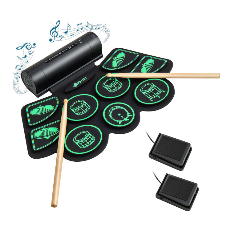 KIDS ELECTRONIC DRUM KIT STICK MUSICAL TOUCH PLAY MAT TOY MP3 MUSIC XMAS  GIFT