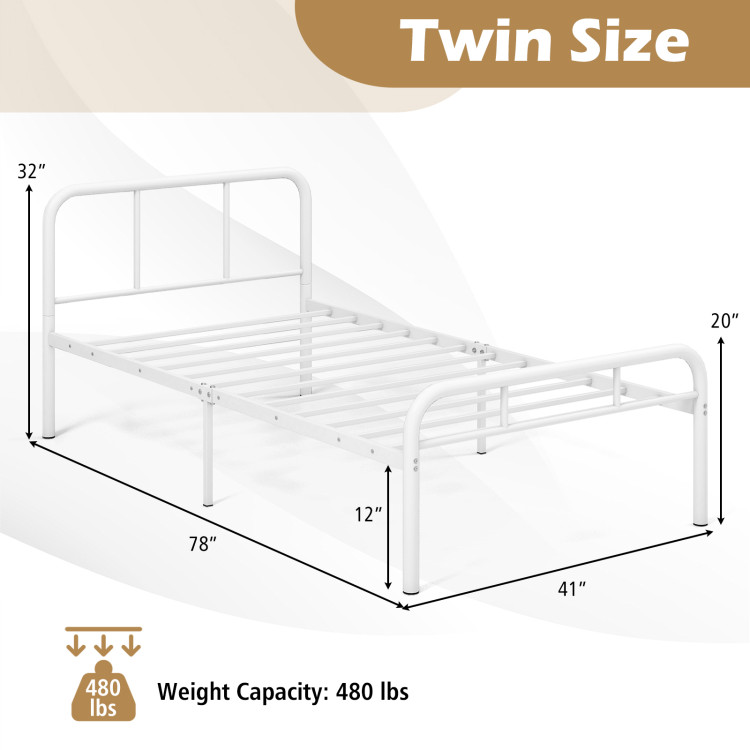 Modern Metal Platform Bed with Headboard and Footboard - Gallery View 4 of 10